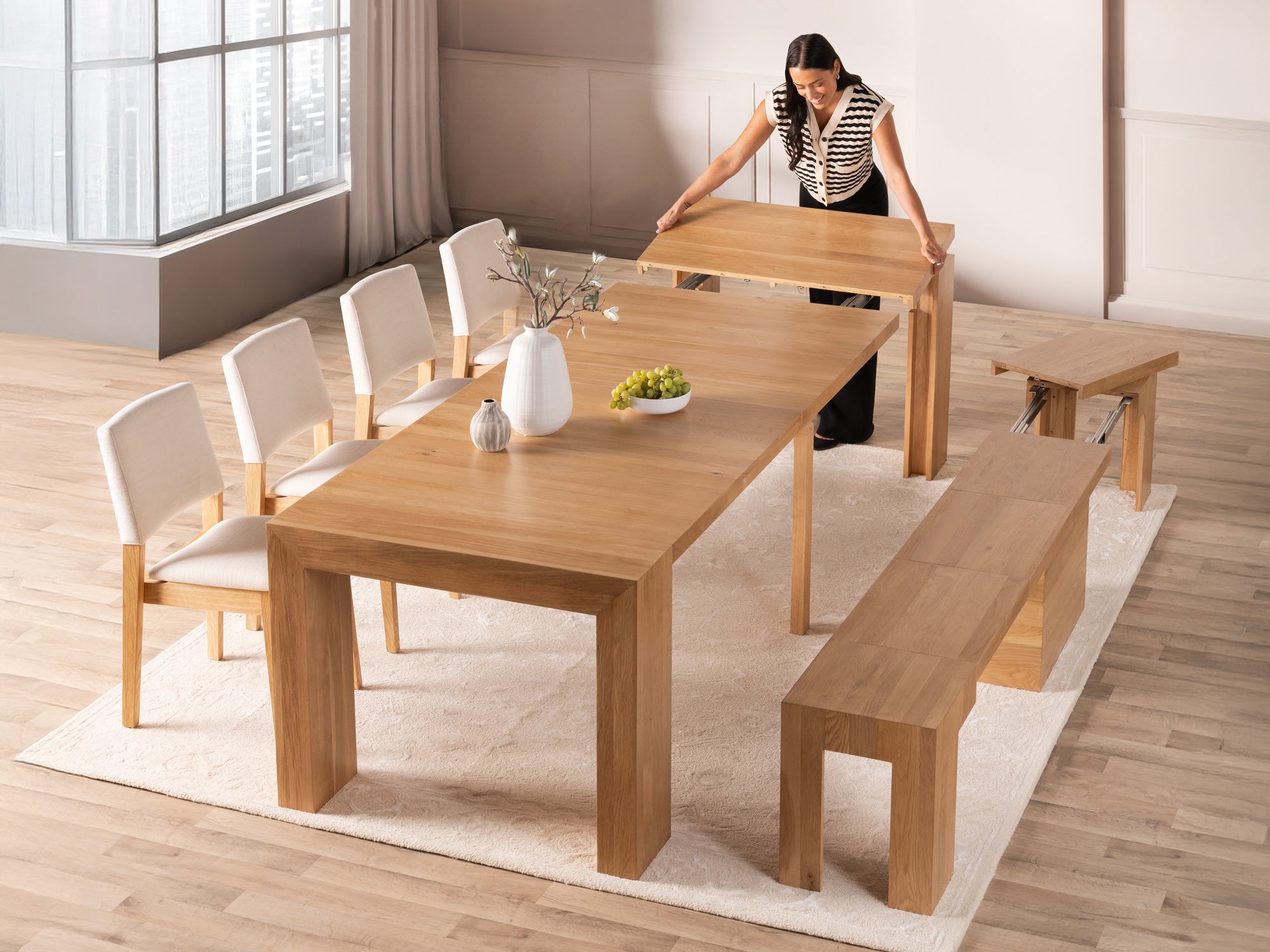 Transformer-table-scandinavian-oak-the-host-functionality-lifestyle-4x3-1 Dining Set - The Host - Image 1